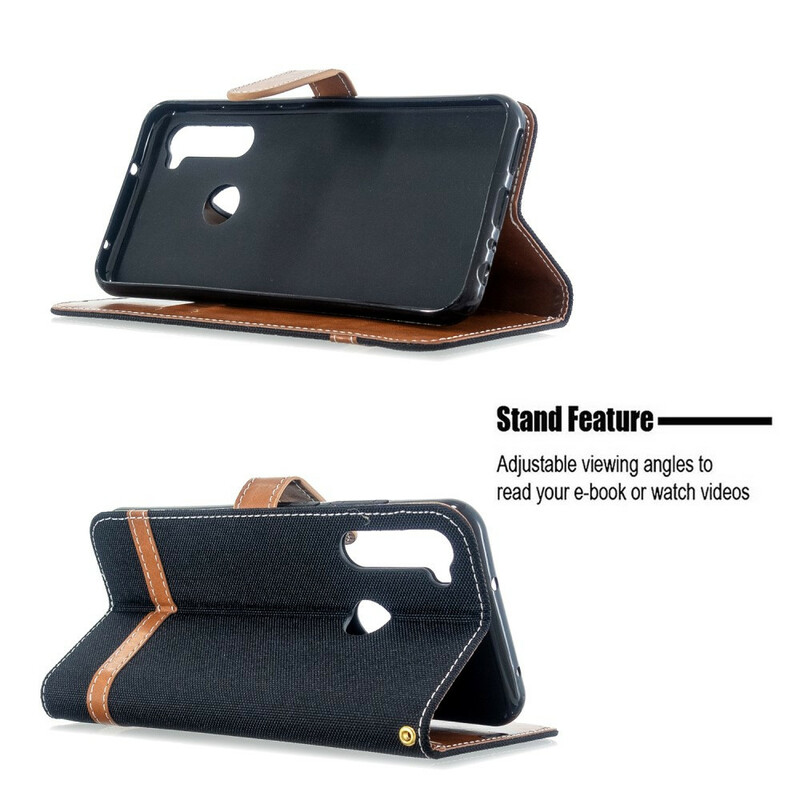 Housse Xiaomi Redmi Note 8T Tissu et Effet Cuir à Lanière Housse Xiaomi Redmi Note 8T Tissu et Effet Cuir à Lanière