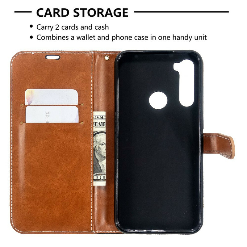 Housse Xiaomi Redmi Note 8T Tissu et Effet Cuir à Lanière Housse Xiaomi Redmi Note 8T Tissu et Effet Cuir à Lanière