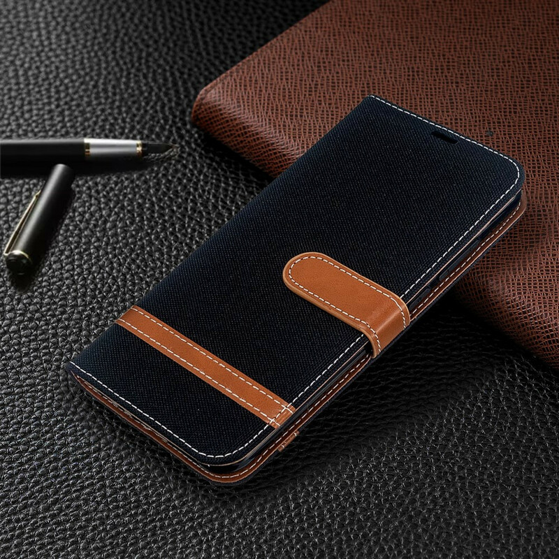 Housse Xiaomi Redmi Note 8T Tissu et Effet Cuir à Lanière Housse Xiaomi Redmi Note 8T Tissu et Effet Cuir à Lanière