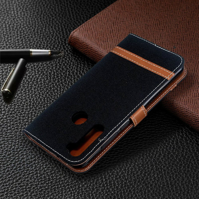 Housse Xiaomi Redmi Note 8T Tissu et Effet Cuir à Lanière Housse Xiaomi Redmi Note 8T Tissu et Effet Cuir à Lanière