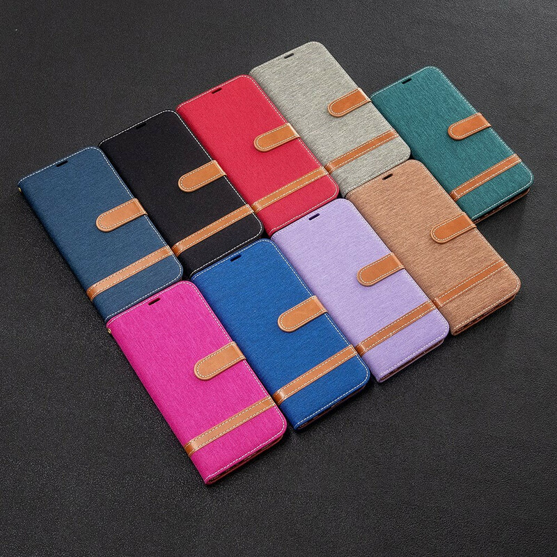 Housse Xiaomi Redmi Note 8T Tissu et Effet Cuir à Lanière