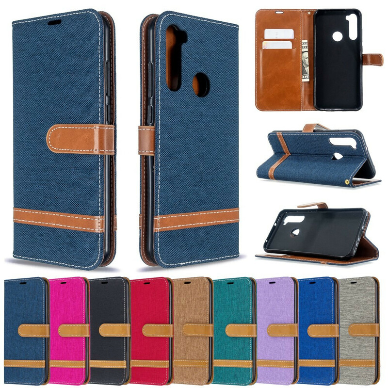 Housse Xiaomi Redmi Note 8T Tissu et Effet Cuir à Lanière Housse Xiaomi Redmi Note 8T Tissu et Effet Cuir à Lanière