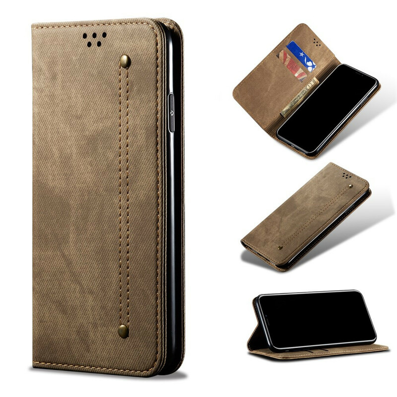 Flip Cover Xiaomi Mi Note 10 Tissu Jeans