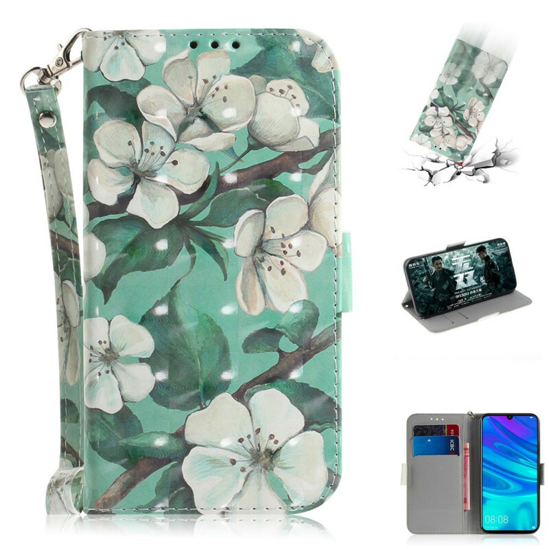 Housse Huawei P Smart 2019 Branche en Fleurs à Lanière Housse Huawei P Smart 2019 Branche en Fleurs à Lanière