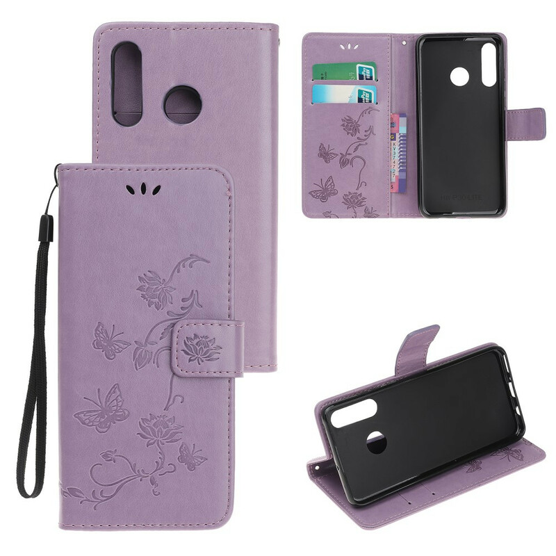 Housse Huawei P Smart 2019 Papillons et Fleurs à Lanière Housse Huawei P Smart 2019 Papillons et Fleurs à Lanière