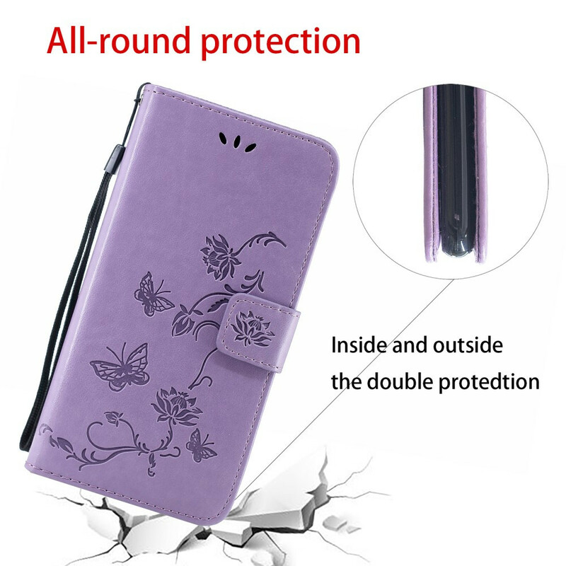 Housse Huawei P Smart 2019 Papillons et Fleurs à Lanière Housse Huawei P Smart 2019 Papillons et Fleurs à Lanière