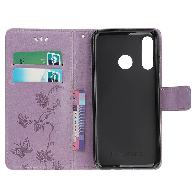 Housse Huawei P Smart 2019 Papillons et Fleurs à Lanière Housse Huawei P Smart 2019 Papillons et Fleurs à Lanière