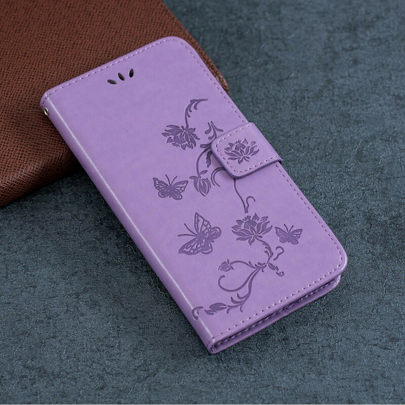 Housse Huawei P Smart 2019 Papillons et Fleurs à Lanière