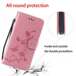 Housse Huawei P Smart 2019 Papillons et Fleurs à Lanière