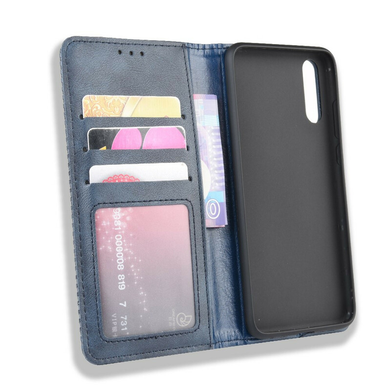 Flip Cover Huawei P20 Effet Cuir Vintage Stylisé Flip Cover Huawei P20 Effet Cuir Vintage Stylisé
