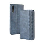 Flip Cover Huawei P20 Effet Cuir Vintage Stylisé Flip Cover Huawei P20 Effet Cuir Vintage Stylisé
