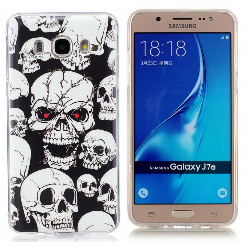 Coque Samsung Galaxy J7 2016 Attention Têtes de Mort Fluorescente Coque Samsung Galaxy J7 2016 Attention Têtes de Mort Fluorescente