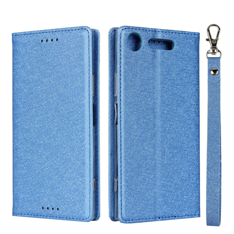 Flip Cover Sony Xperia XZ1 Style Cuir Douceur avec Lanière