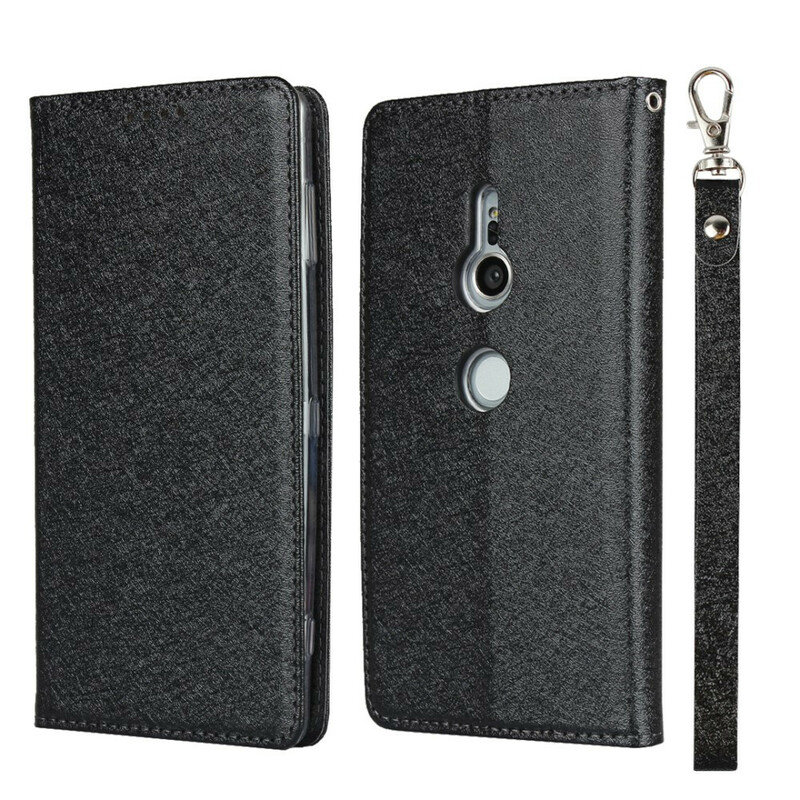 Flip Cover Sony Xperia XZ2 Style Cuir Douceur avec Lanière