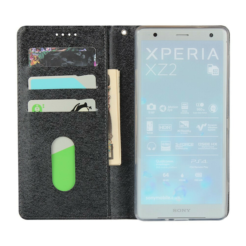 Flip Cover Sony Xperia XZ2 Style Cuir Douceur avec Lanière
