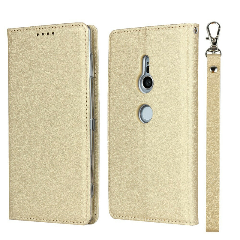 Flip Cover Sony Xperia XZ2 Style Cuir Douceur avec Lanière