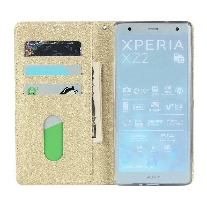 Flip Cover Sony Xperia XZ2 Style Cuir Douceur avec Lanière
