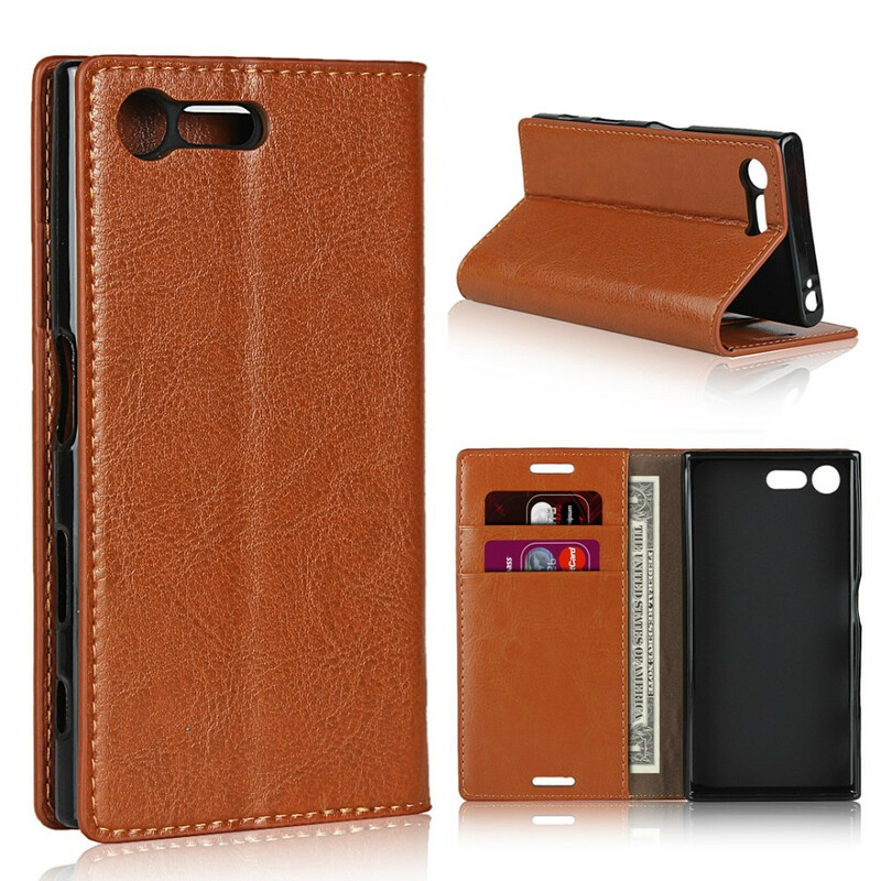 Flip Cover Sony Xperia X Compact Cuir Véritable Flip Cover Sony Xperia X Compact Cuir Véritable