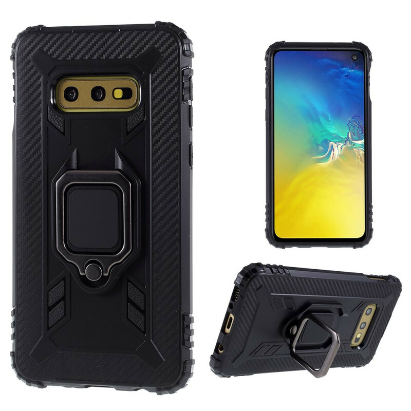 Coque Samsung Galaxy S10e Ring et Fibre Carbone