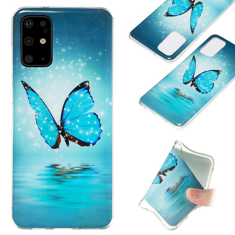 Coque Samsung Galaxy S20 Plus Papillon Bleu Fluorescente