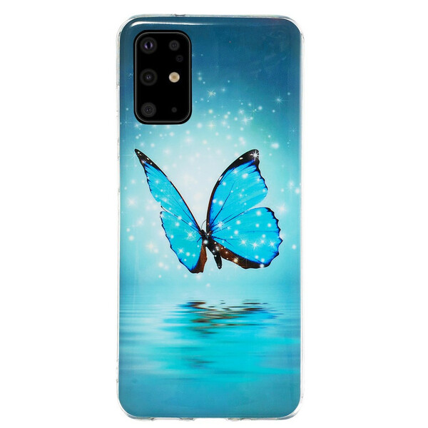 Coque Samsung Galaxy S20 Plus Papillon Bleu Fluorescente