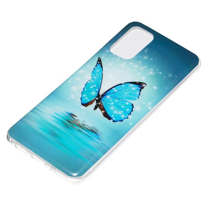 Coque Samsung Galaxy S20 Plus Papillon Bleu Fluorescente