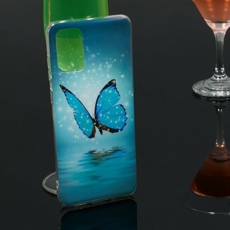 Coque Samsung Galaxy S20 Plus Papillon Bleu Fluorescente