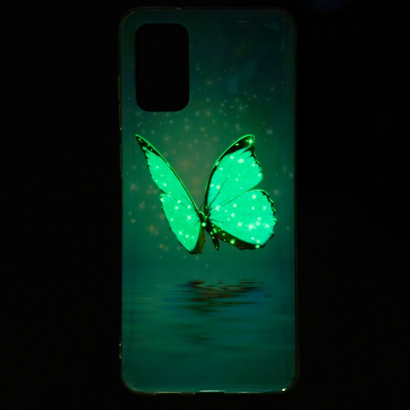 Coque Samsung Galaxy S20 Plus Papillon Bleu Fluorescente