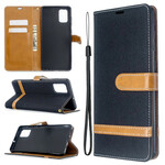 Housse Samsung Galaxy A71 Tissu et Effet Cuir à Lanière Housse Samsung Galaxy A71 Tissu et Effet Cuir à Lanière