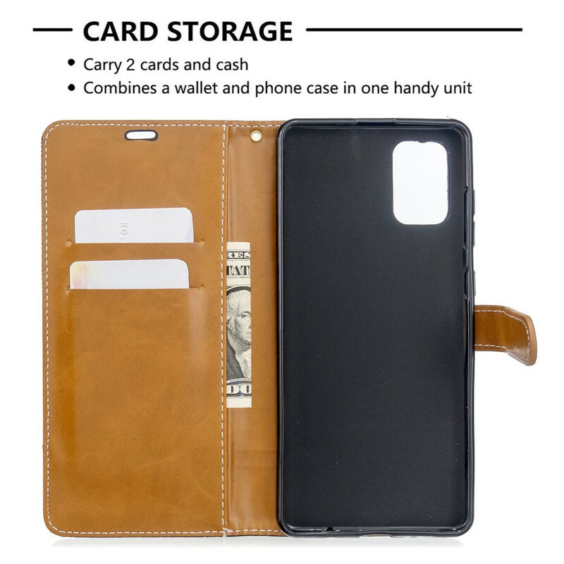 Housse Samsung Galaxy A71 Tissu et Effet Cuir à Lanière Housse Samsung Galaxy A71 Tissu et Effet Cuir à Lanière