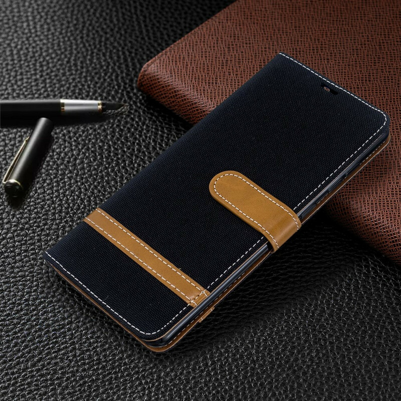 Housse Samsung Galaxy A71 Tissu et Effet Cuir à Lanière Housse Samsung Galaxy A71 Tissu et Effet Cuir à Lanière