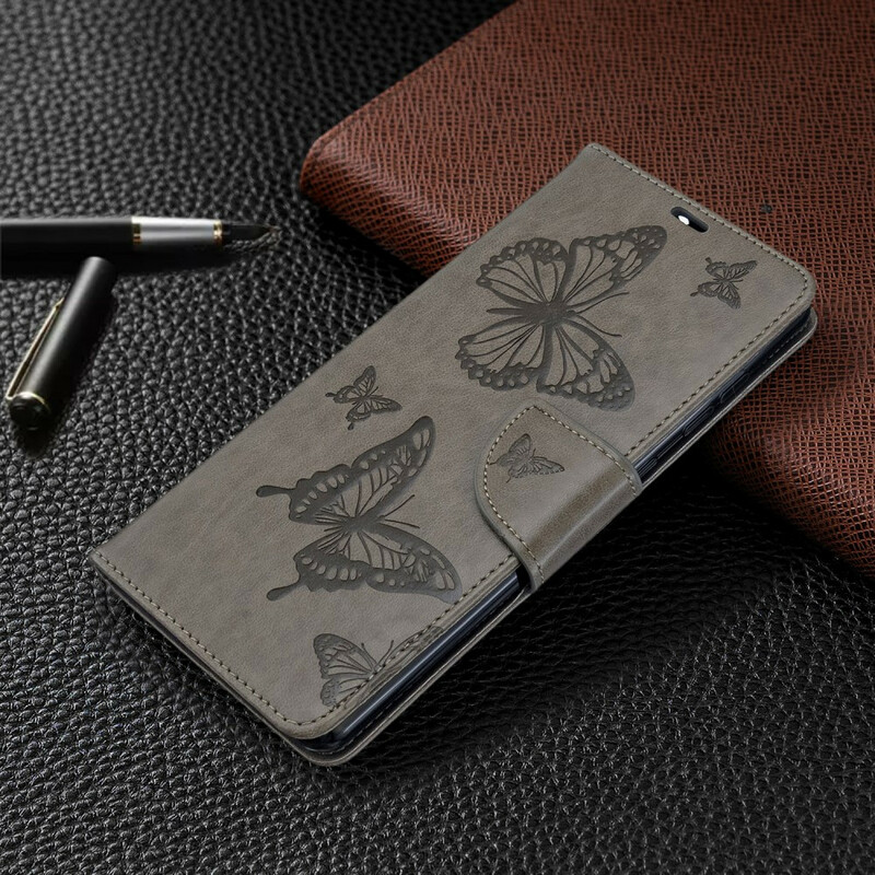 Housse Samsung Galaxy A71 Les Papillons en Vol avec Lanière