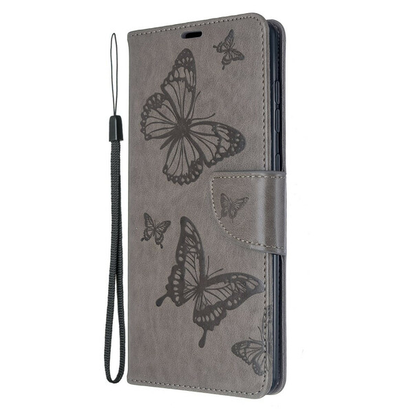 Housse Samsung Galaxy A71 Les Papillons en Vol avec Lanière