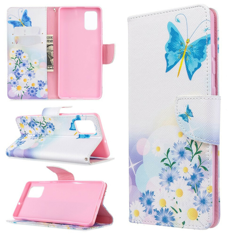Housse Samsung Galaxy A71 Papillons et Fleurs Peints Housse Samsung Galaxy A71 Papillons et Fleurs Peints