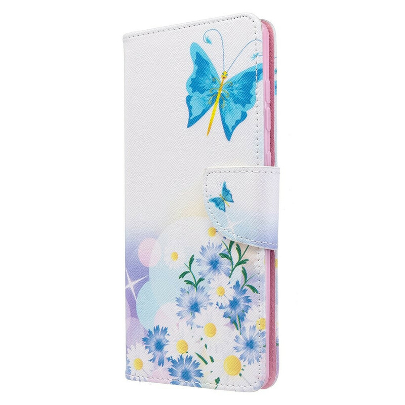 Housse Samsung Galaxy A71 Papillons et Fleurs Peints Housse Samsung Galaxy A71 Papillons et Fleurs Peints