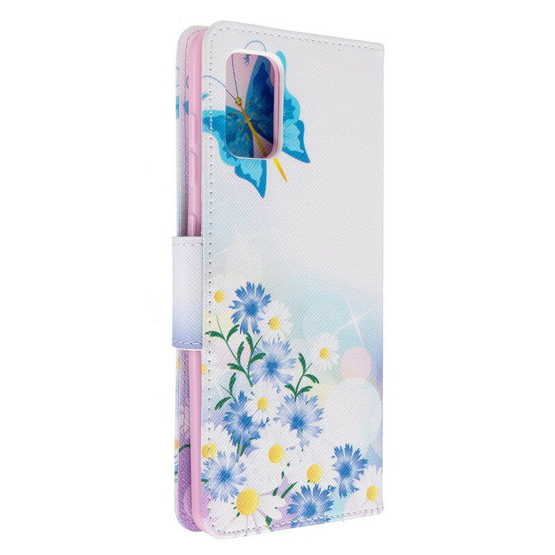 Housse Samsung Galaxy A71 Papillons et Fleurs Peints Housse Samsung Galaxy A71 Papillons et Fleurs Peints