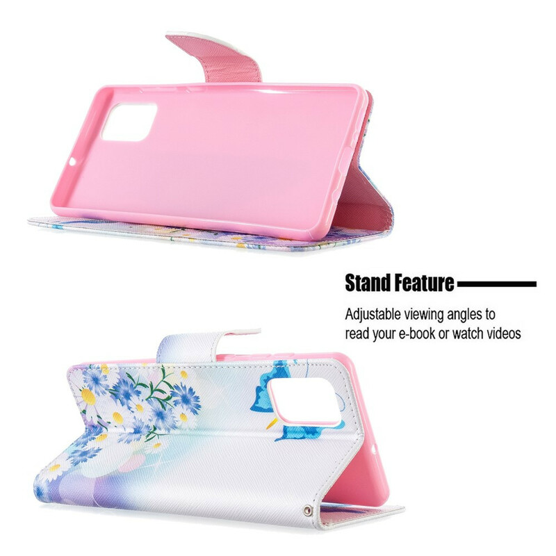 Housse Samsung Galaxy A71 Papillons et Fleurs Peints Housse Samsung Galaxy A71 Papillons et Fleurs Peints
