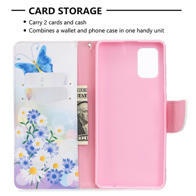 Housse Samsung Galaxy A71 Papillons et Fleurs Peints Housse Samsung Galaxy A71 Papillons et Fleurs Peints