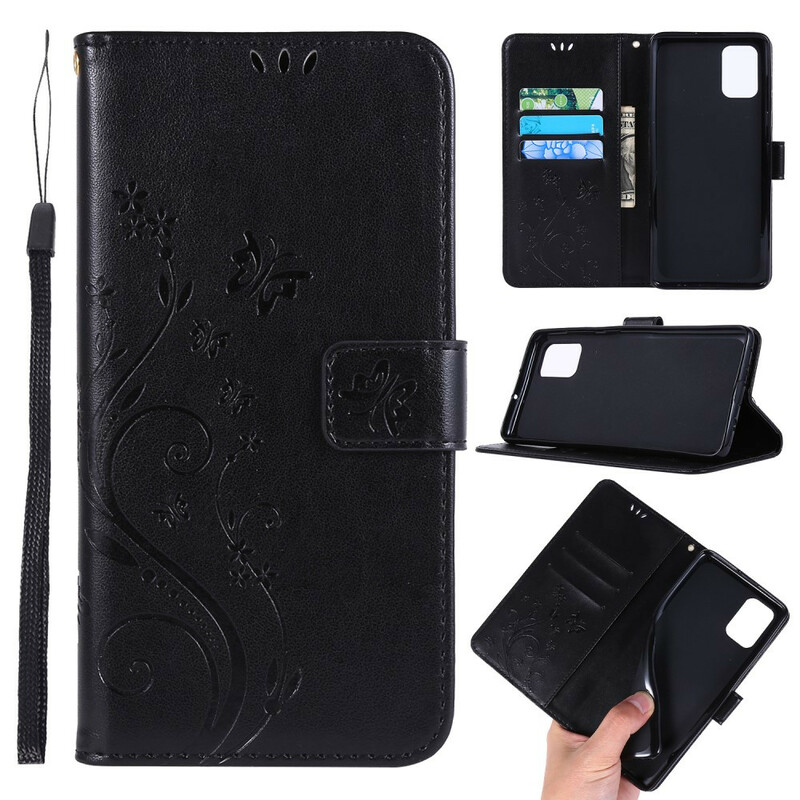 Housse Samsug Galaxy A71 Discrétion Papillons à Lanière Housse Samsug Galaxy A71 Discrétion Papillons à Lanière