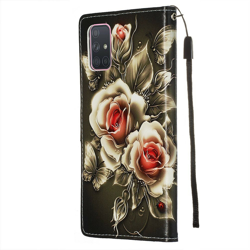 Housse Samsung Galaxy A71 Roses Dorées