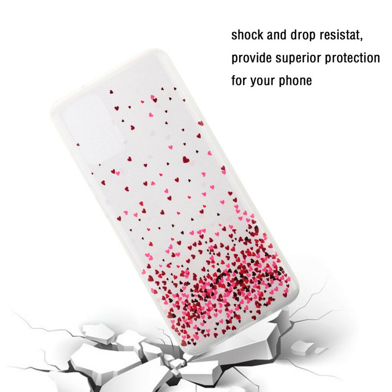 Coque Samsung Galaxy S20 Transparente Multiples Coeurs Rouges