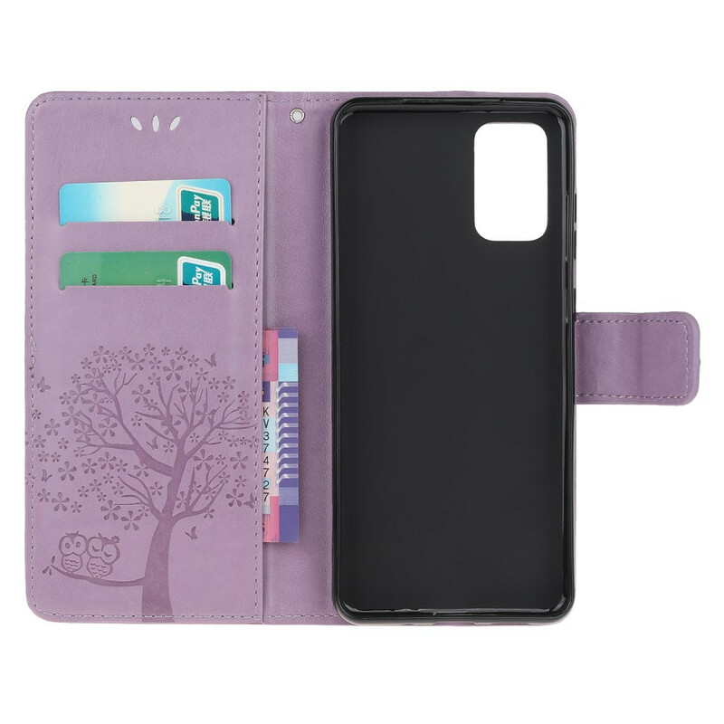 Housse Samsung Galaxy S20 Arbre et Hiboux à Lanière