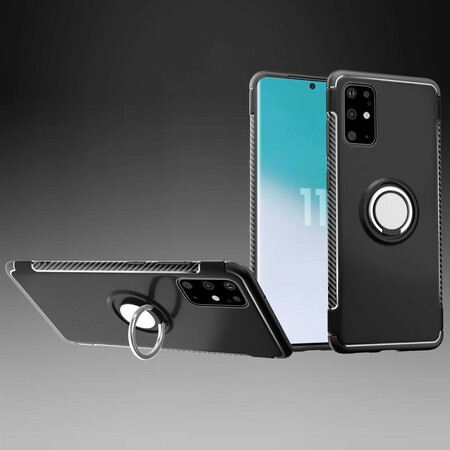 Coque Samsung Galaxy S20 Fibre Carbone Anneau Métallique