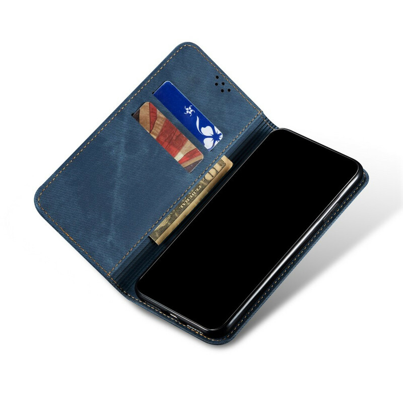 Flip Cover Samsung Galaxy S20 Tissu Jeans