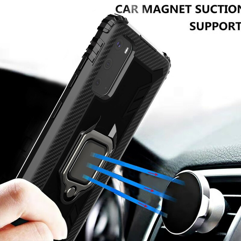 Coque Samsung Galaxy S20 Plus Ring et Fibre Carbone Coque Samsung Galaxy S20 Plus Ring et Fibre Carbone