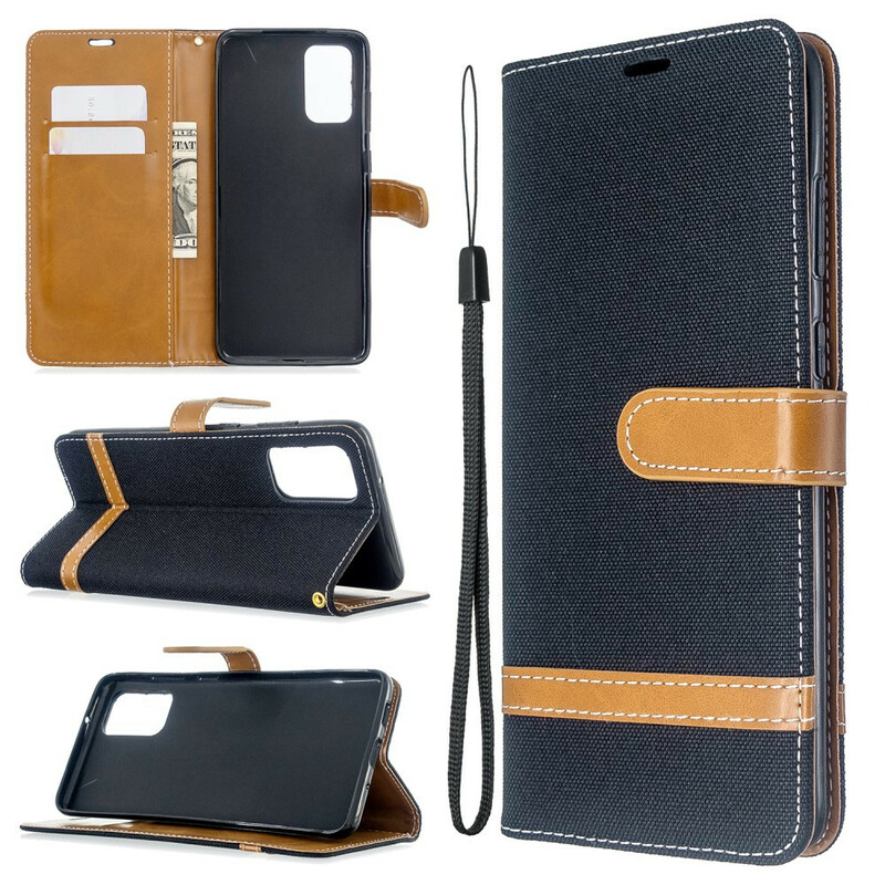 Housse Samsung Galaxy S20 Plus Tissu et Effet Cuir à Lanière Housse Samsung Galaxy S20 Plus Tissu et Effet Cuir à Lanière
