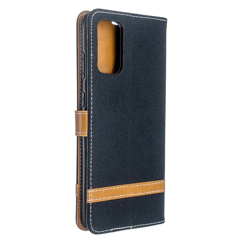 Housse Samsung Galaxy S20 Plus Tissu et Effet Cuir à Lanière Housse Samsung Galaxy S20 Plus Tissu et Effet Cuir à Lanière