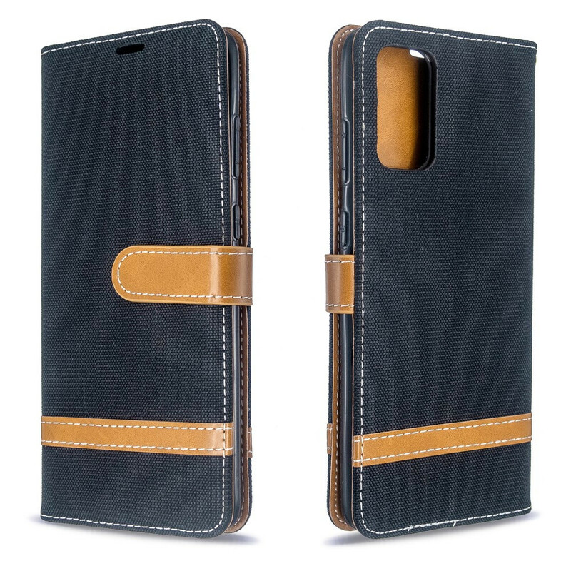 Housse Samsung Galaxy S20 Plus Tissu et Effet Cuir à Lanière Housse Samsung Galaxy S20 Plus Tissu et Effet Cuir à Lanière