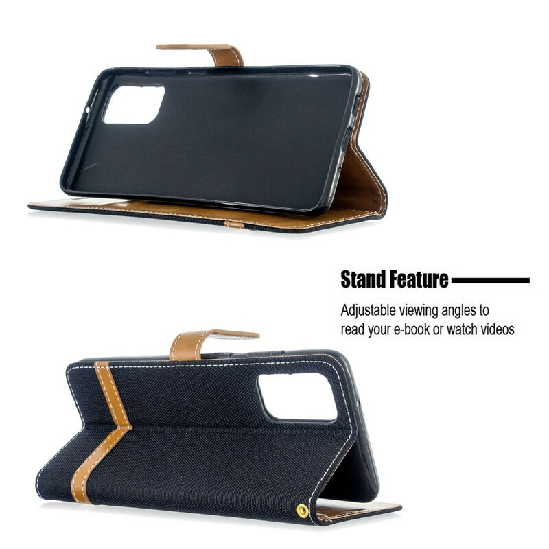 Housse Samsung Galaxy S20 Plus Tissu et Effet Cuir à Lanière Housse Samsung Galaxy S20 Plus Tissu et Effet Cuir à Lanière