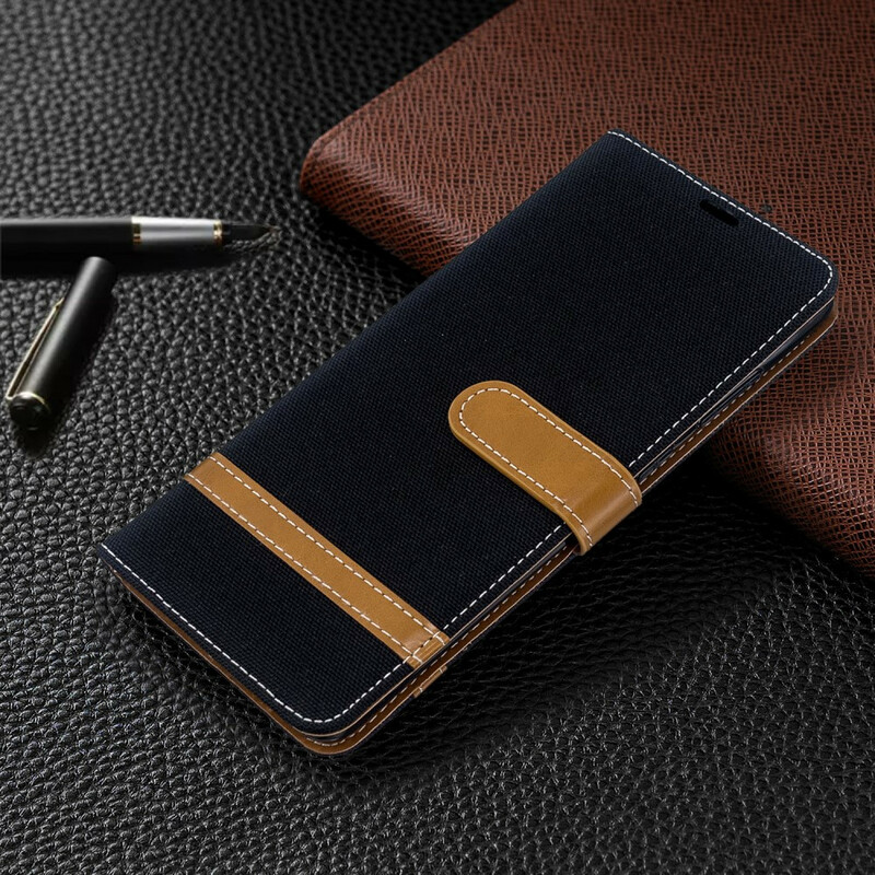 Housse Samsung Galaxy S20 Plus Tissu et Effet Cuir à Lanière Housse Samsung Galaxy S20 Plus Tissu et Effet Cuir à Lanière